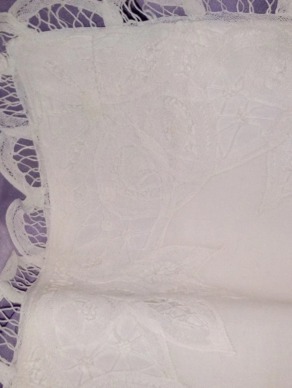 Beautiful Tatted Cotton Pillow Covers Wedding Baptism Display